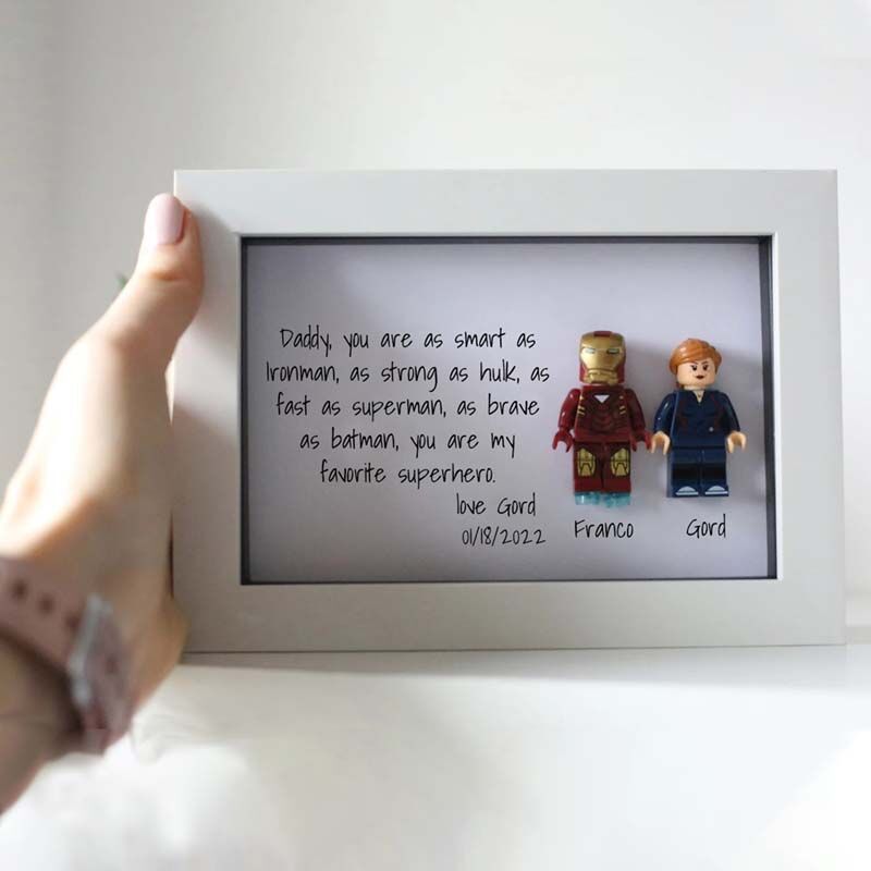 "Daddy, You Are as Smart as Iron Man" Personalized Family Superhero Frame
