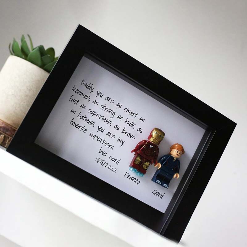 "Daddy, You Are as Smart as Iron Man" Personalized Family Superhero Frame
